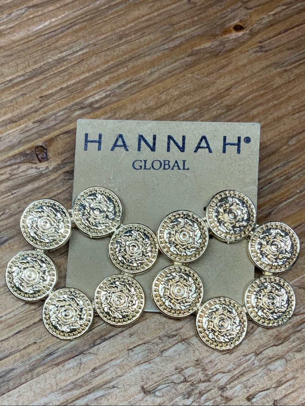 Hannah Gold Textured Medallion Drop Earrings